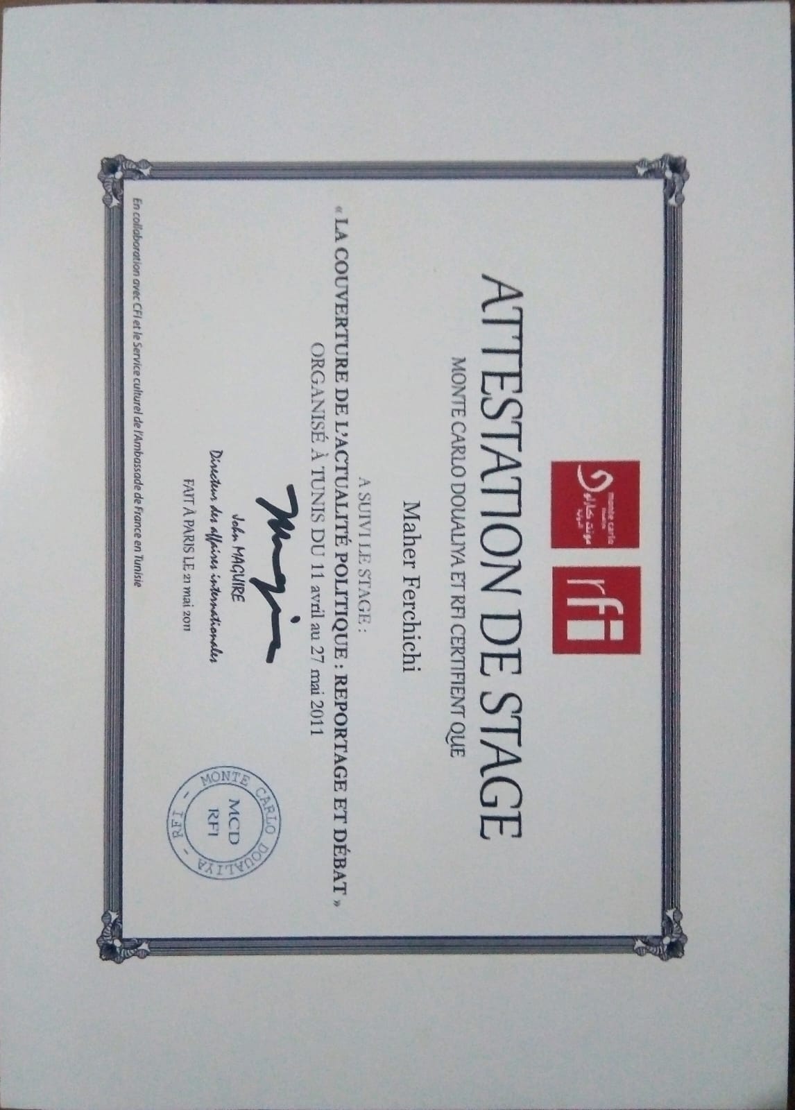 Certification RFI